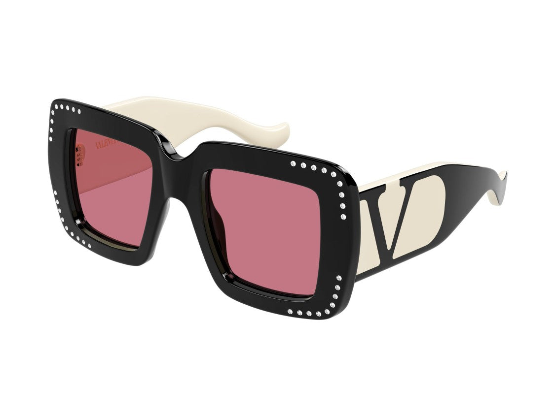 Valentino Vg0056s Silver Stud Logo Oversized Square Sunglasses