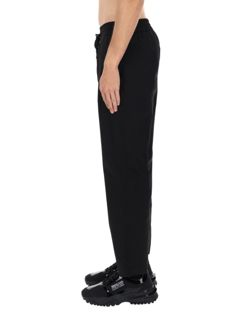 Versace Jeans Couture Black Cotton Elastic Waistband Sweatpants