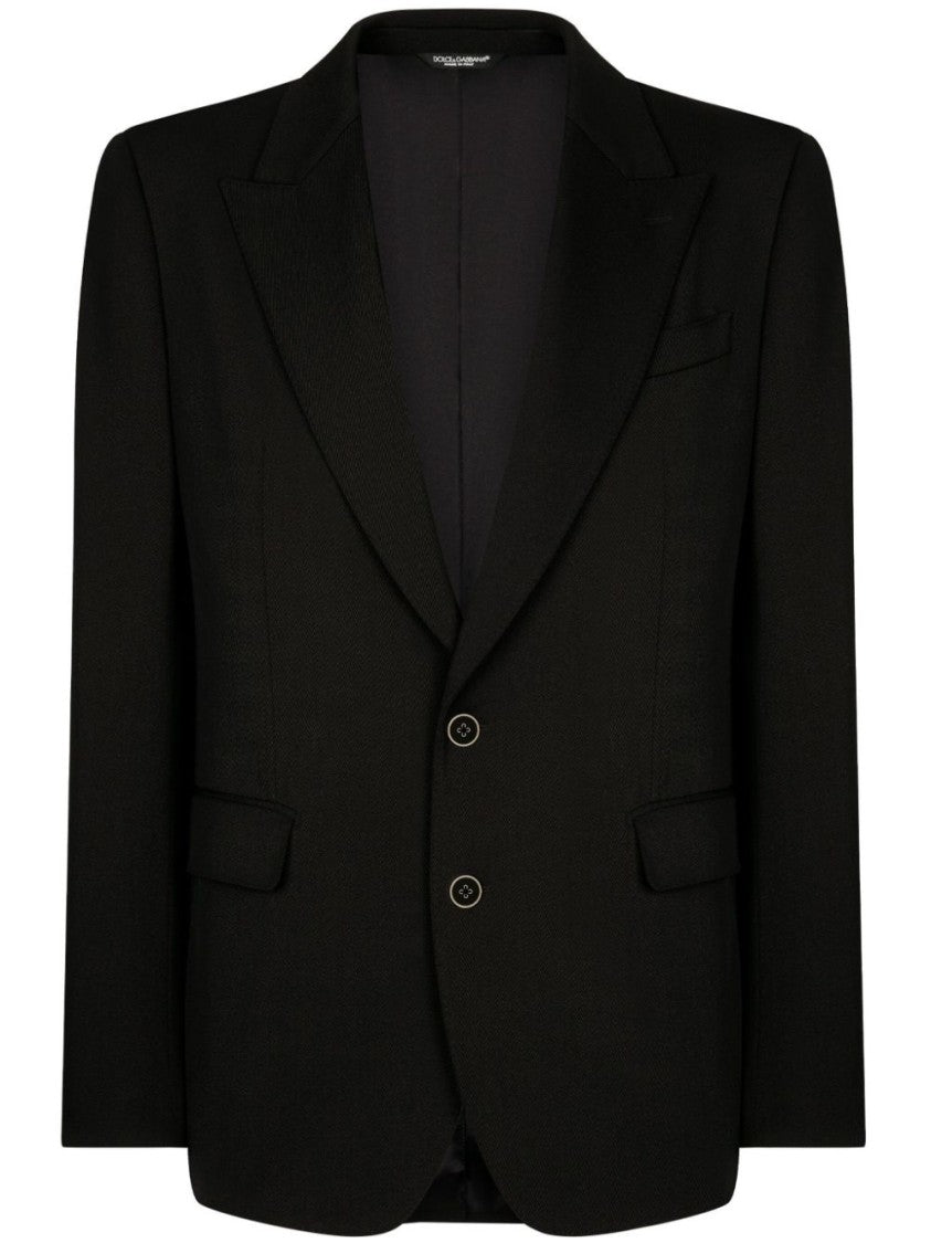 Dolce & Gabbana Tailored Black Jacket With Textured Finish And Notched Lapels
