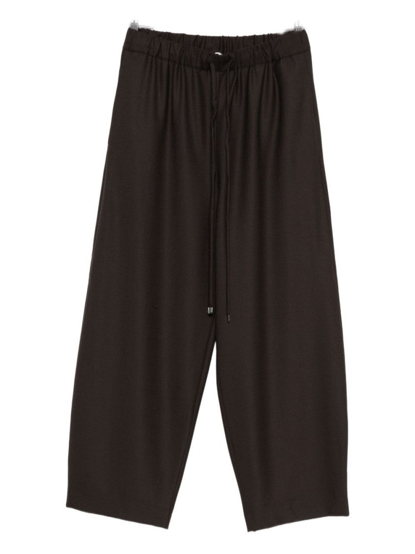 Antonelli Wide Leg Cropped Trousers With Drawstring Waistband