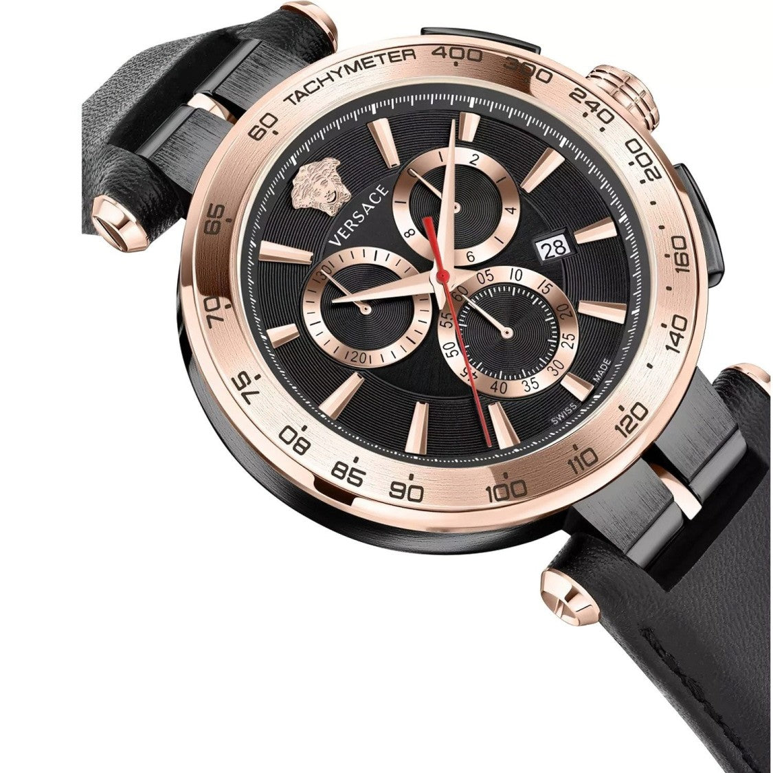 Versace Chronograph Watch Aion With Rose Gold Tone And Black Dial