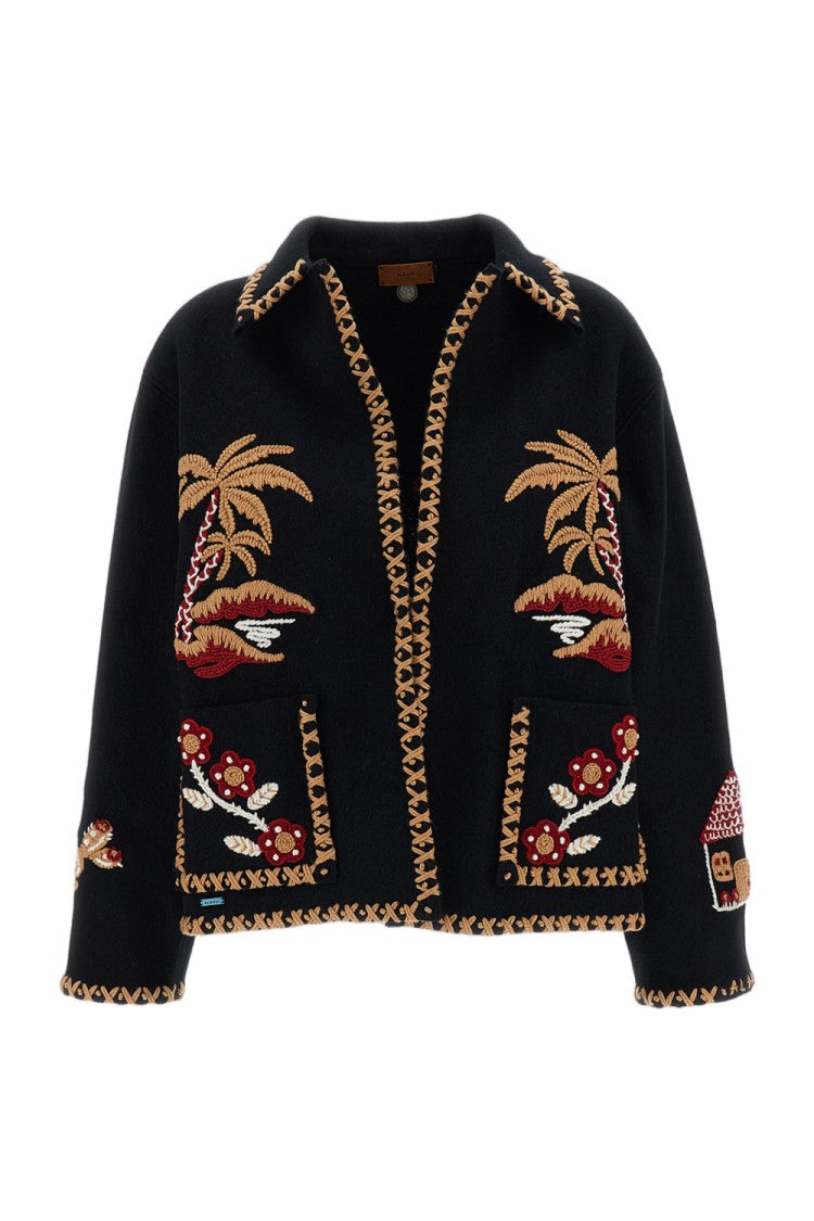 Alanui Black Remember Me Embroidered Virgin Wool Jacket