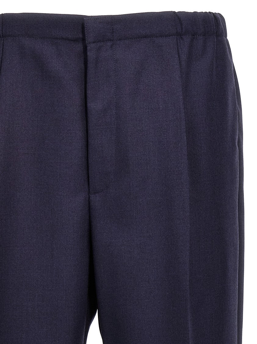 Fendi Black Wool Trousers With Elastic Waistband And Tailored Fit