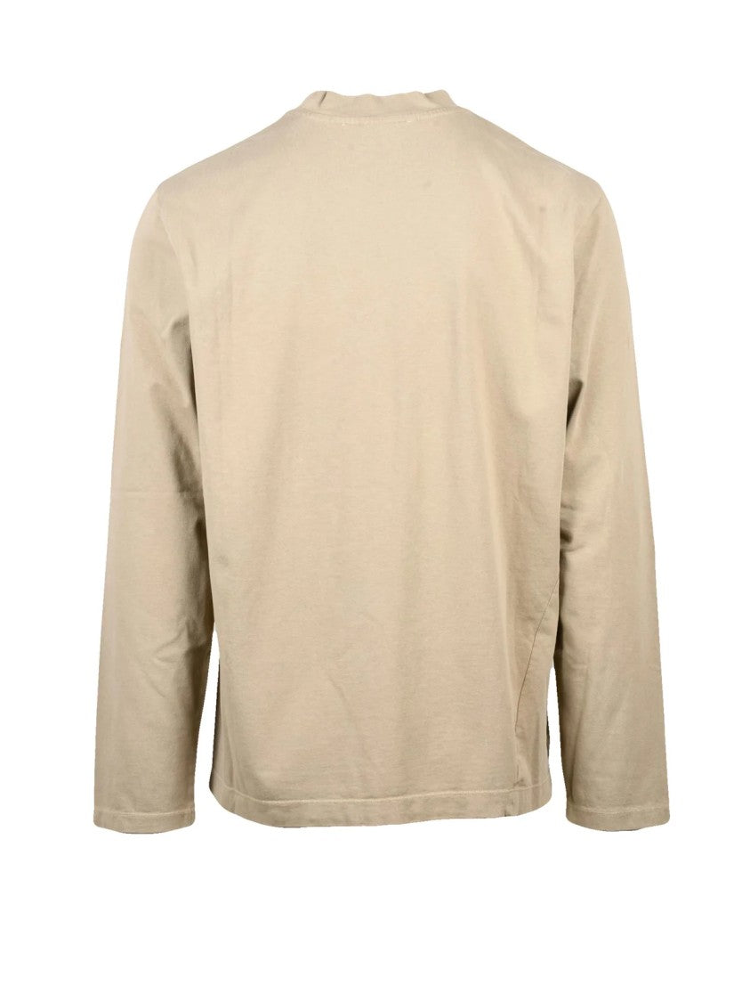 Our Legacy Long-Sleeve Taupe T-Shirt With Raw-Edge Crew Neckline