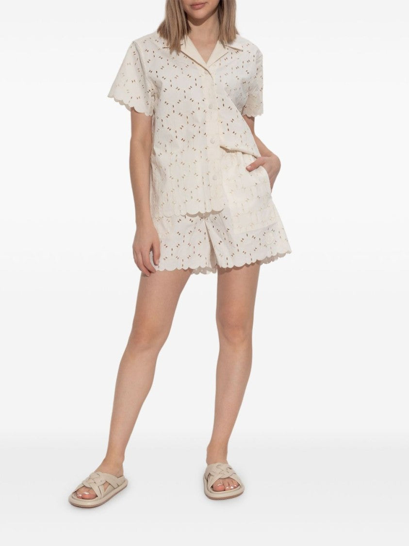 Moncler Embroidered Bermuda Shorts With Scalloped Edges