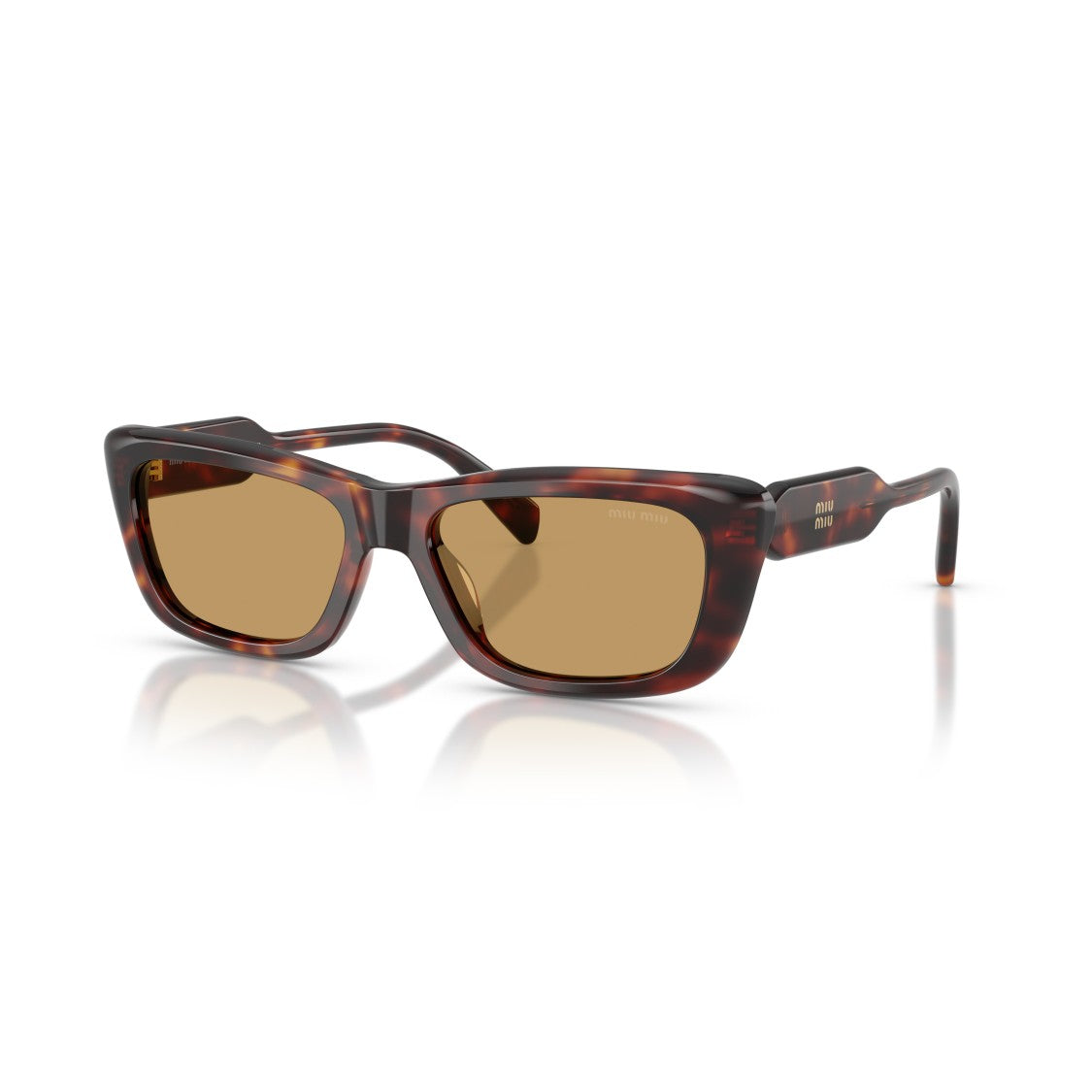Miu Miu 0Mu B12s Rectangular Tortoiseshell Sunglasses With Thick Arms