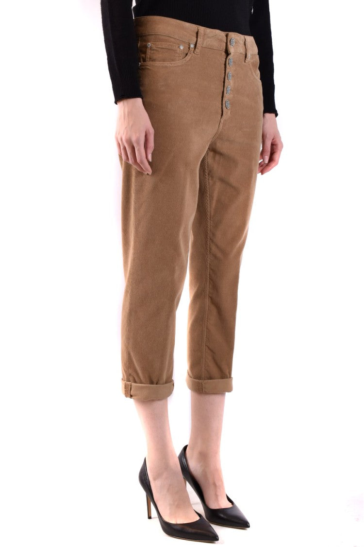 Dondup Cropped Beige Button-Front Rolled Hem Jeans