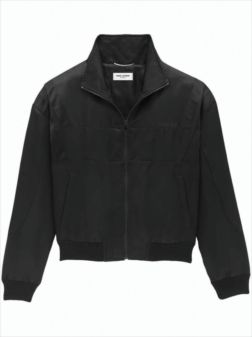 Saint Laurent Stand Collar Bomber Jacket In Viscose