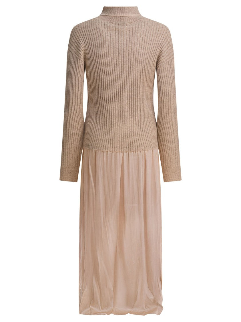 Max&Moi White Wool-Cashmere Blend Midi Dress