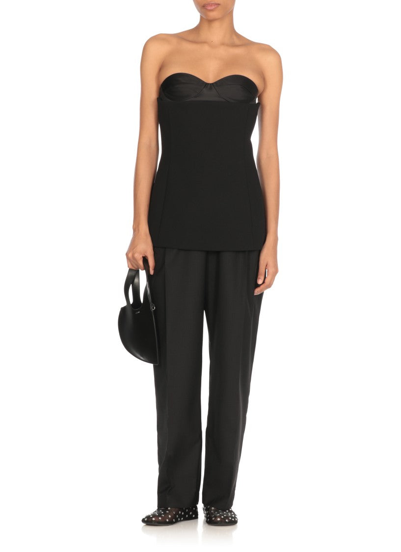 Khaite Black Wool And Silk Pants