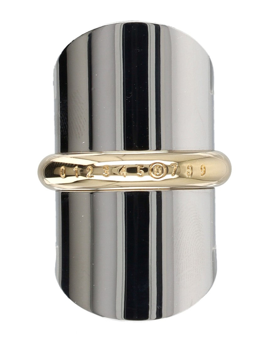 Mm6 By Maison Margiela Engraved Silver Gold Open Ring