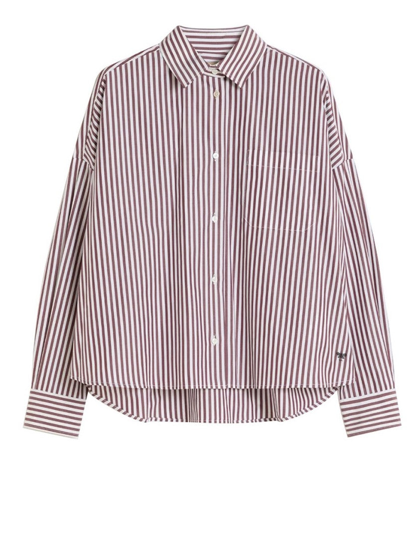 Max Mara Bordeaux Striped Cotton Linen Shirt
