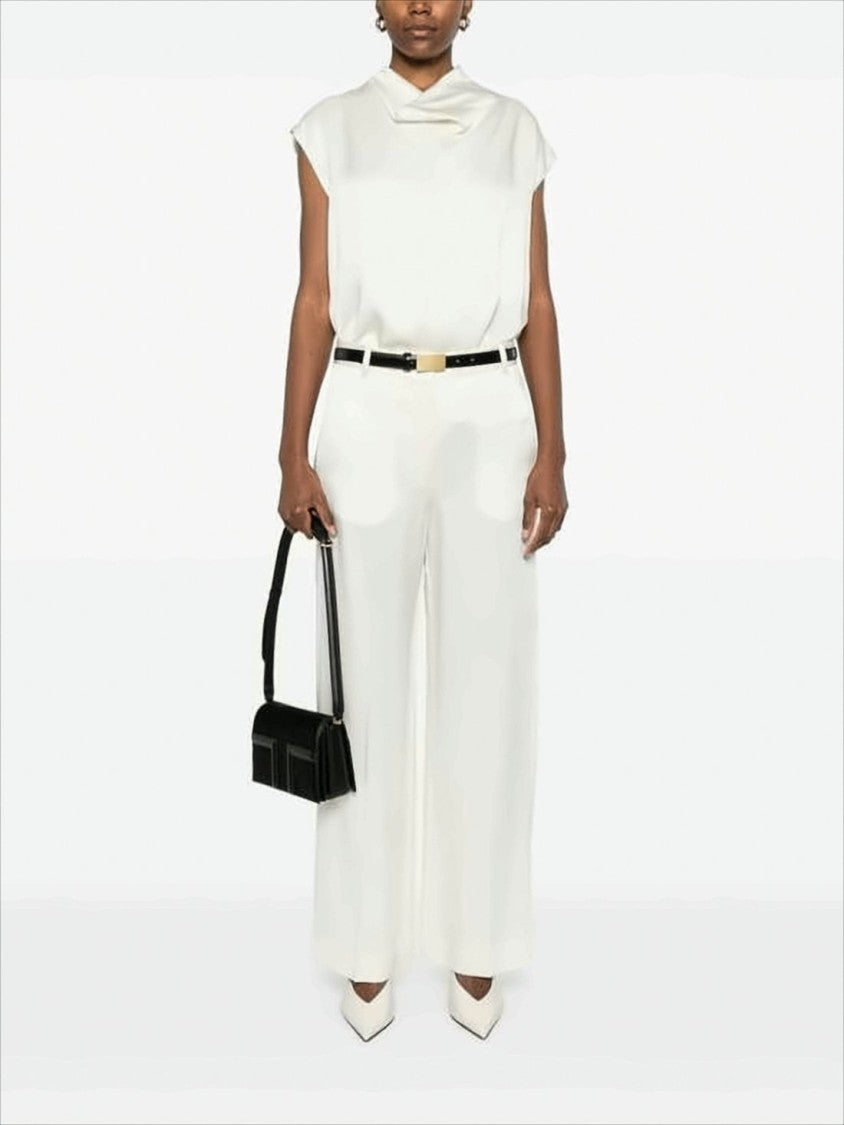 Totême Boxy Silhouette Sleeveless Top With Draped Cowl Neckline