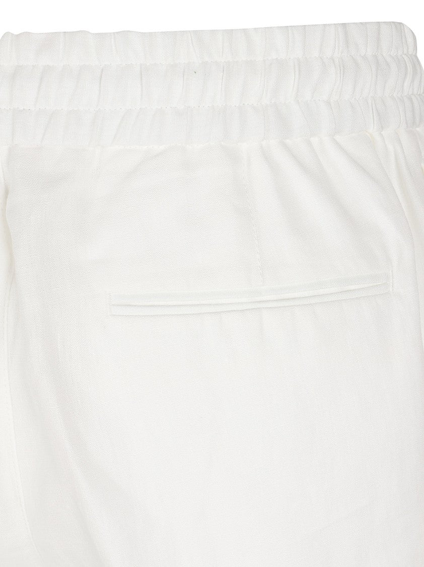 Orlebar Brown Tailored White Linen Shorts With Elastic Waistband