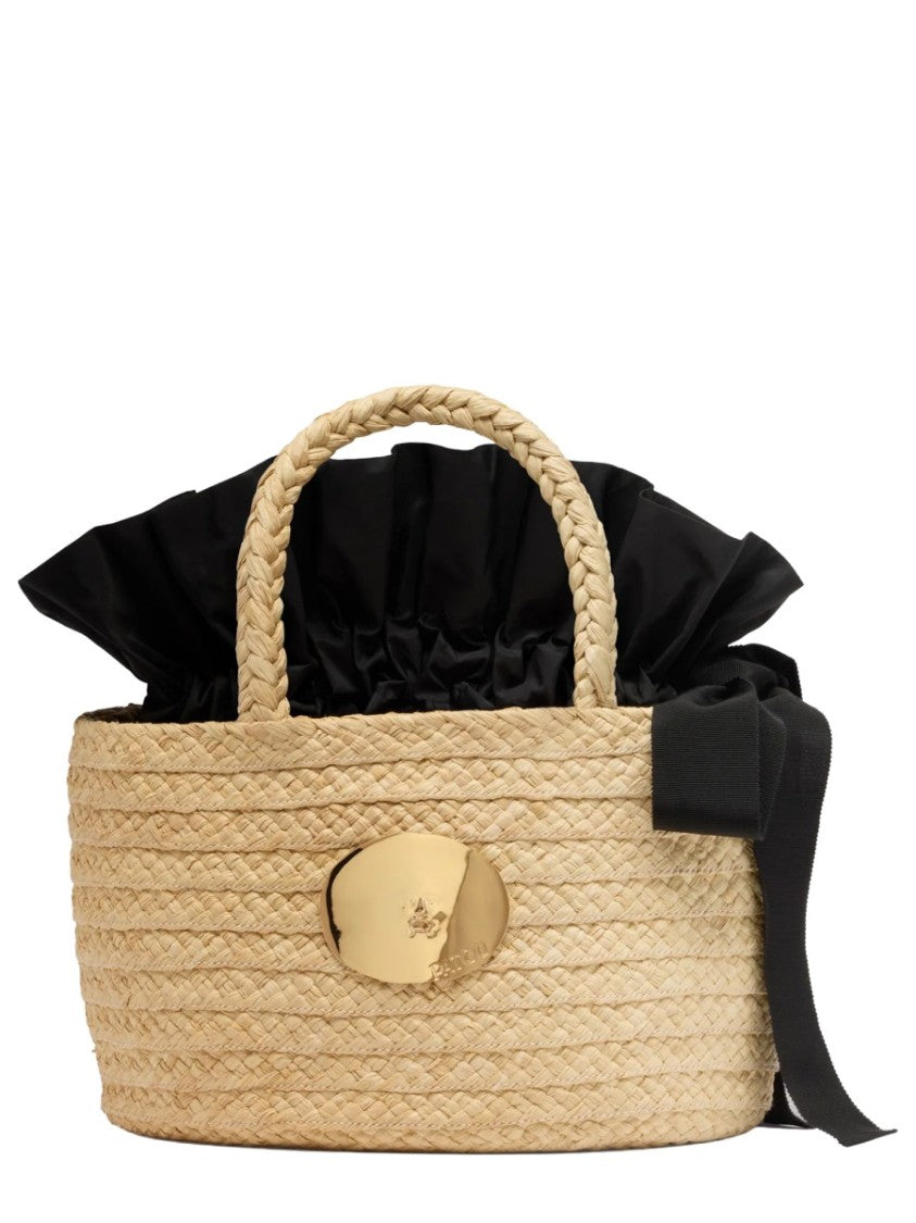 Patou Oval Shape Shimmering Gold Logo Tote Bag