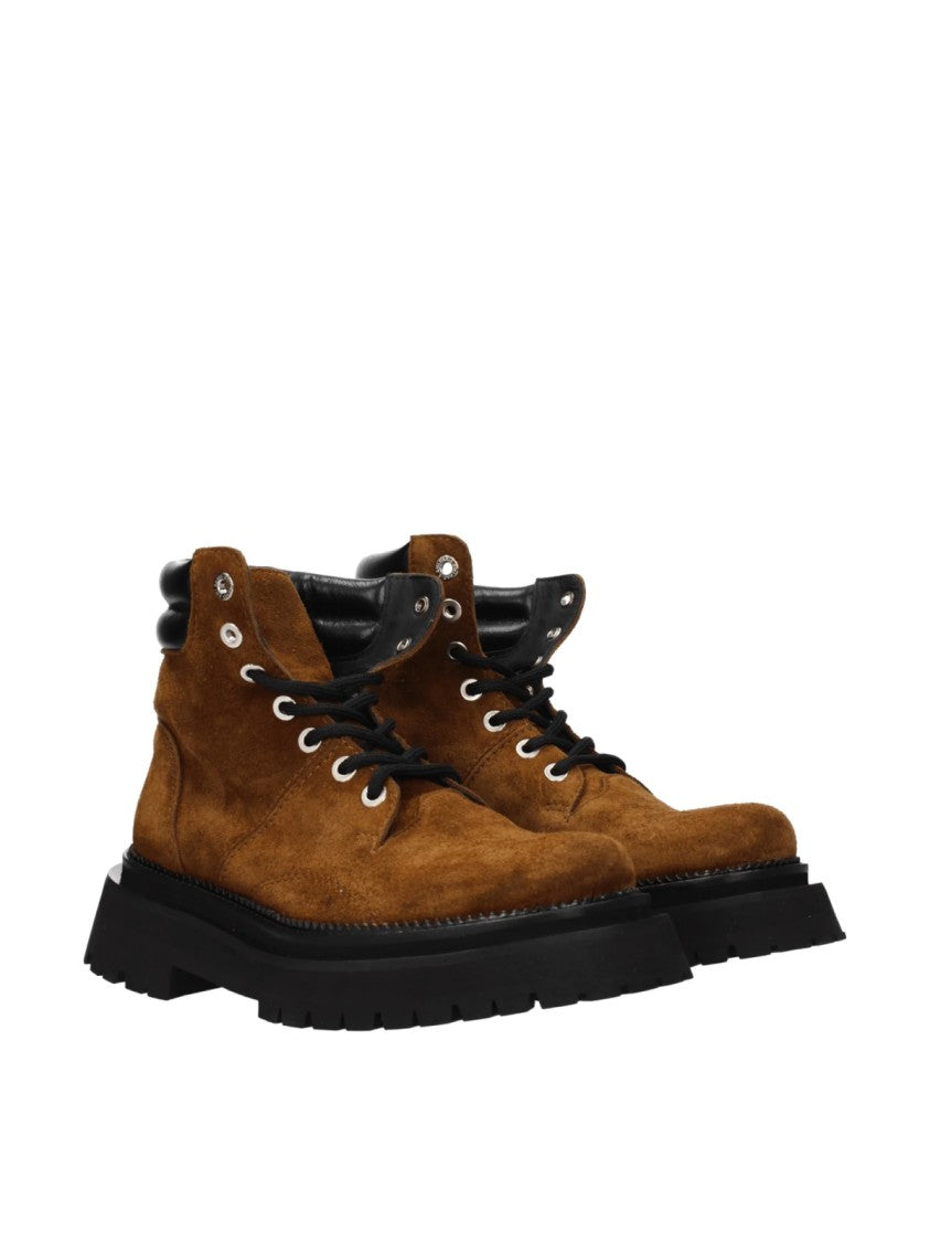 Ami Paris Lace-Up Suede Ankle Boots