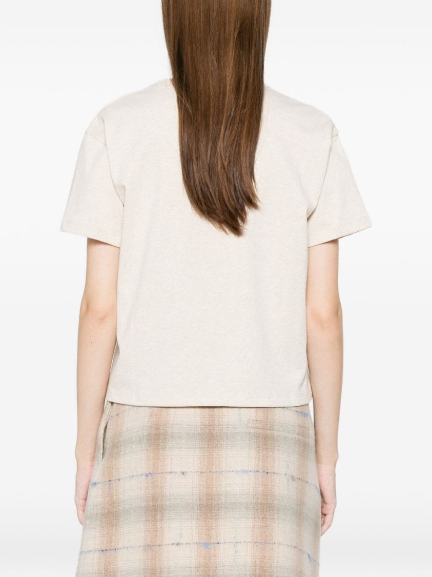 A.P.C. Cropped Off-White T-Shirt With Logo Detail