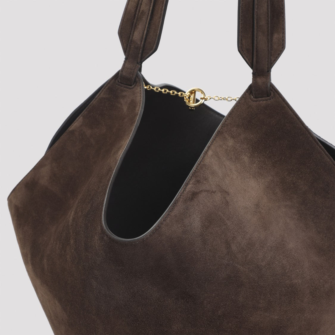 Khaite Lotus Small Dark Brown Calf Skin Tote Bag