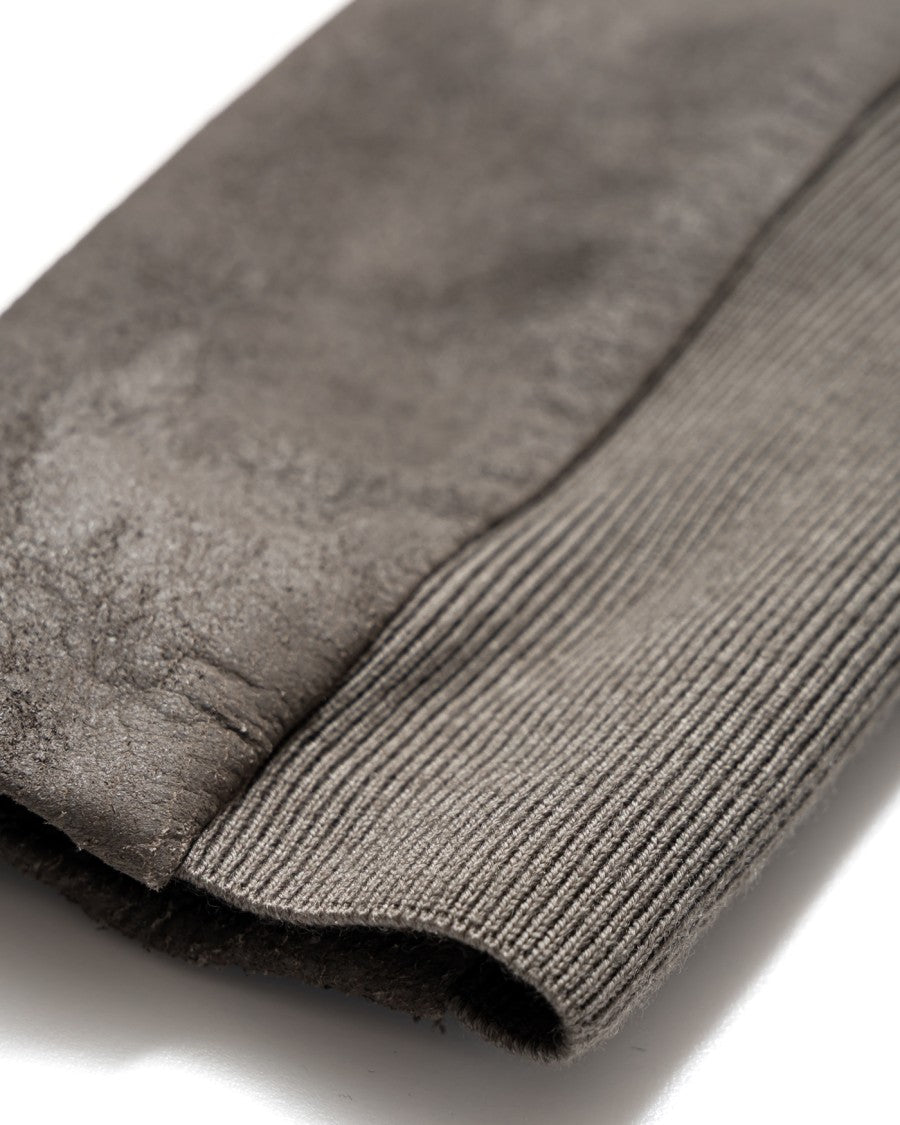 Rick Owens Taupe Grey Leather Biker Jacket