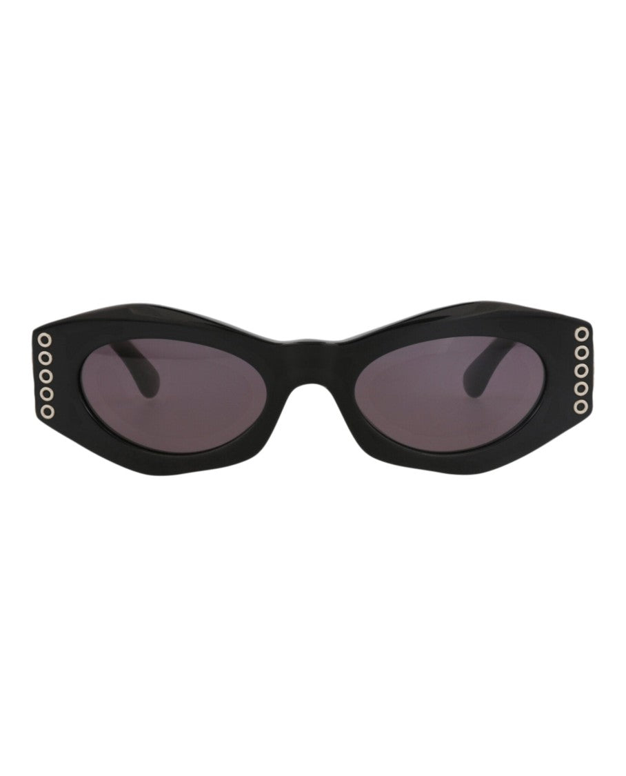 Alaïa Round-Frame Acetate Sunglasses With Silver-Tone Eyelet Embellishments
