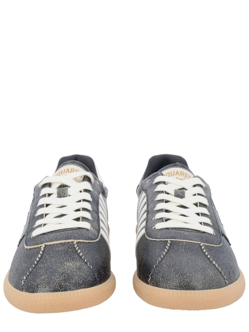 Dsquared2 Rebels Distressed Black Leather Sneakers