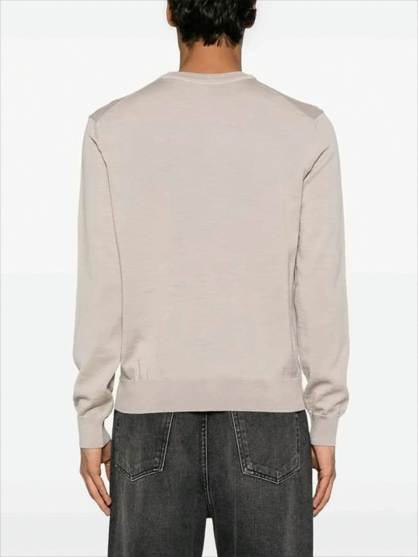 Maison Kitsuné Lightweight Wool Sweater With Classic Crew Neckline And Embroidered Emblem