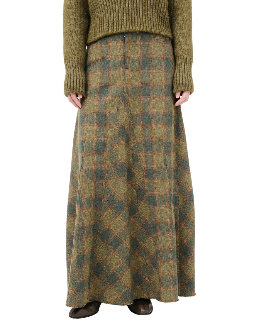 Our Legacy Plaid Maxi Skirt With Flared Silhouette