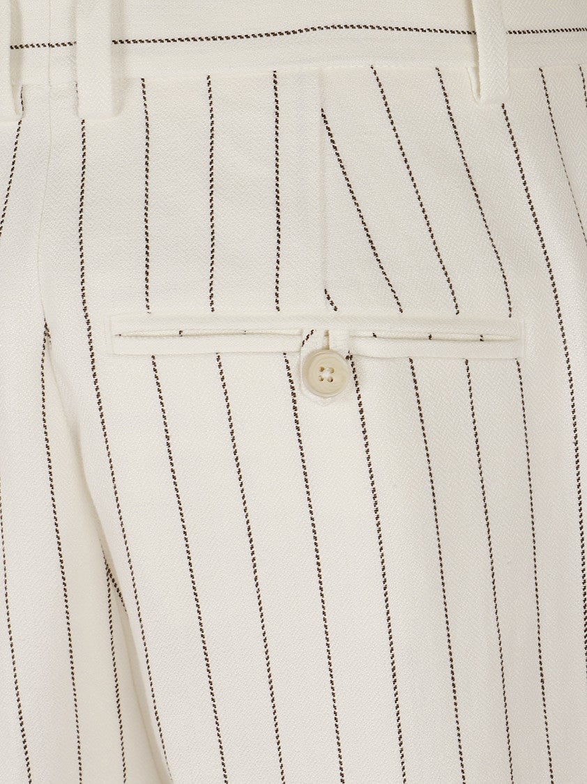 Polo Ralph Lauren Pinstriped Wide-Leg Trousers With Concealed Front Closure