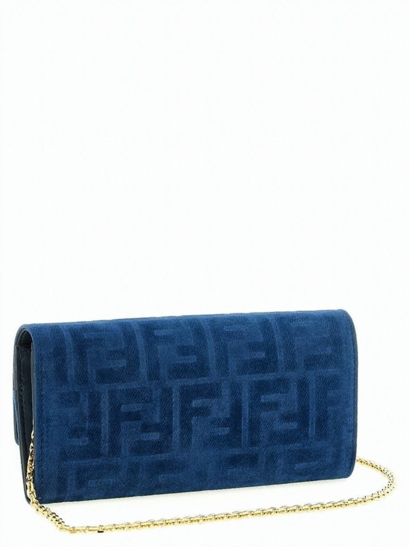 Fendi Textured Fabric Long Wallet With Gold-Tone Clasp