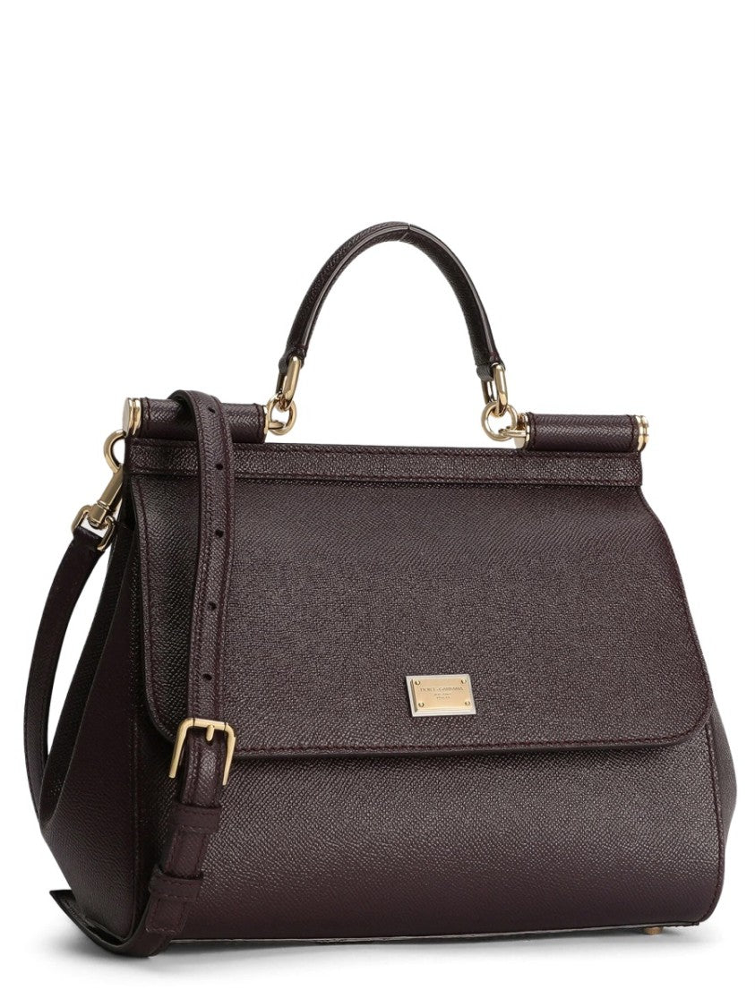 Dolce & Gabbana Structured Large Handbag With Textured Leather And Detachable Strap