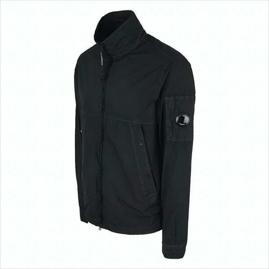 C.P. Company Lightweight Black Jacket With High Collar And Circular Lens Detail