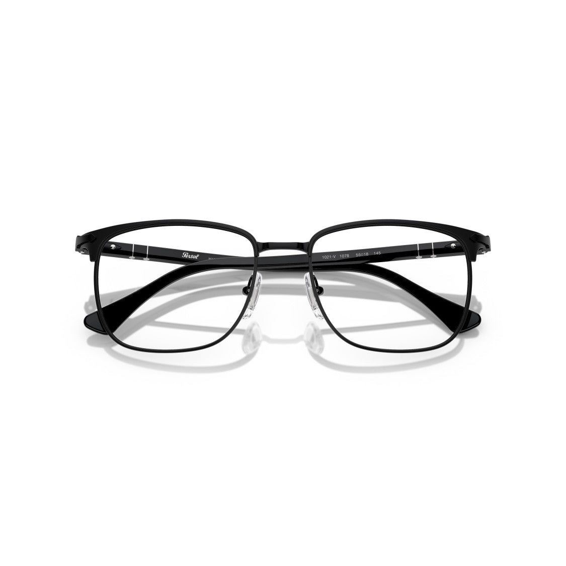 Persol 0Po1021v Rectangular Metal Frame Eyeglasses With Subtle Silver Accents