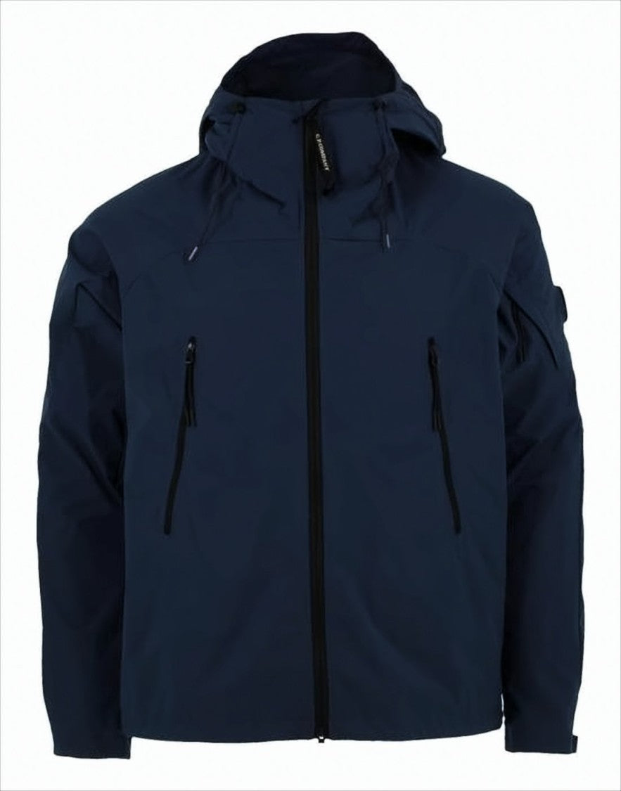 C.P. Company Hooded Blue Jacket With Zippered Chest Pockets