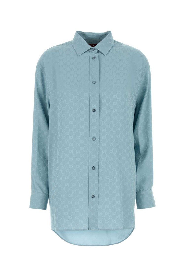Gucci Light Blue Silk Oversize Shirt