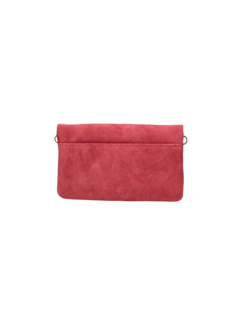 Pinko Red Click Soft Horizontal Mini Suede Handbag