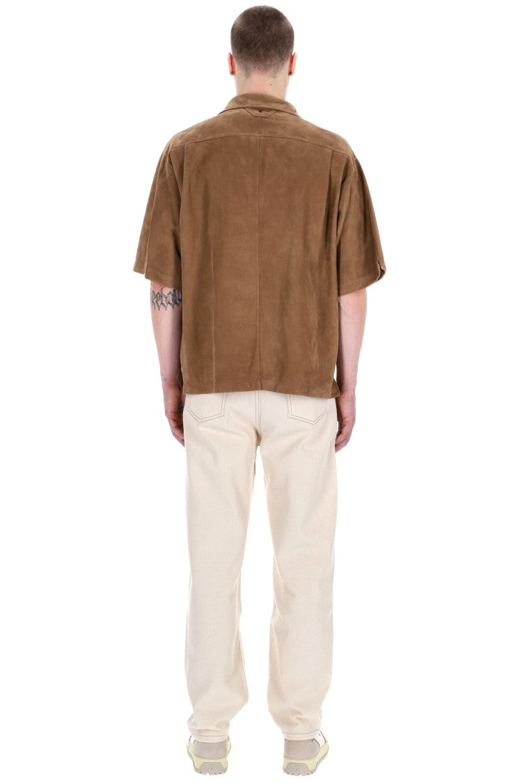 Salvatore Santoro Short-Sleeve Suede Overshirt Over Fit