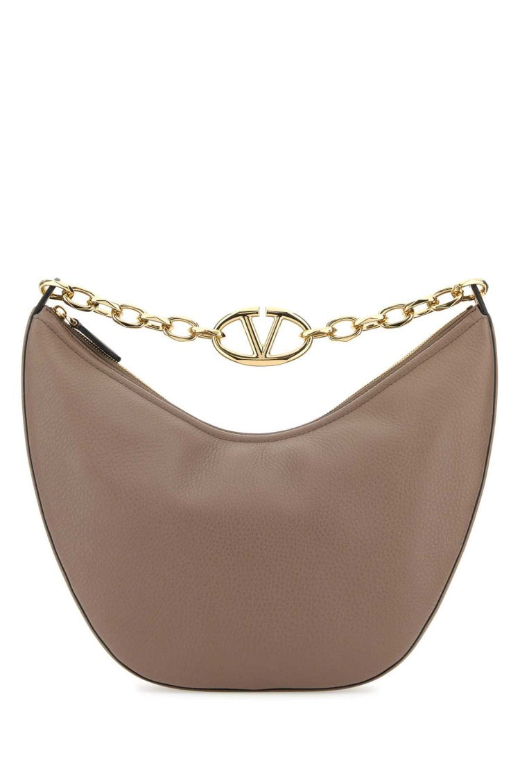 Valentino Garavani Antiqued Pink Leather Medium Hobo Vlogo Moon Shoulder Bag