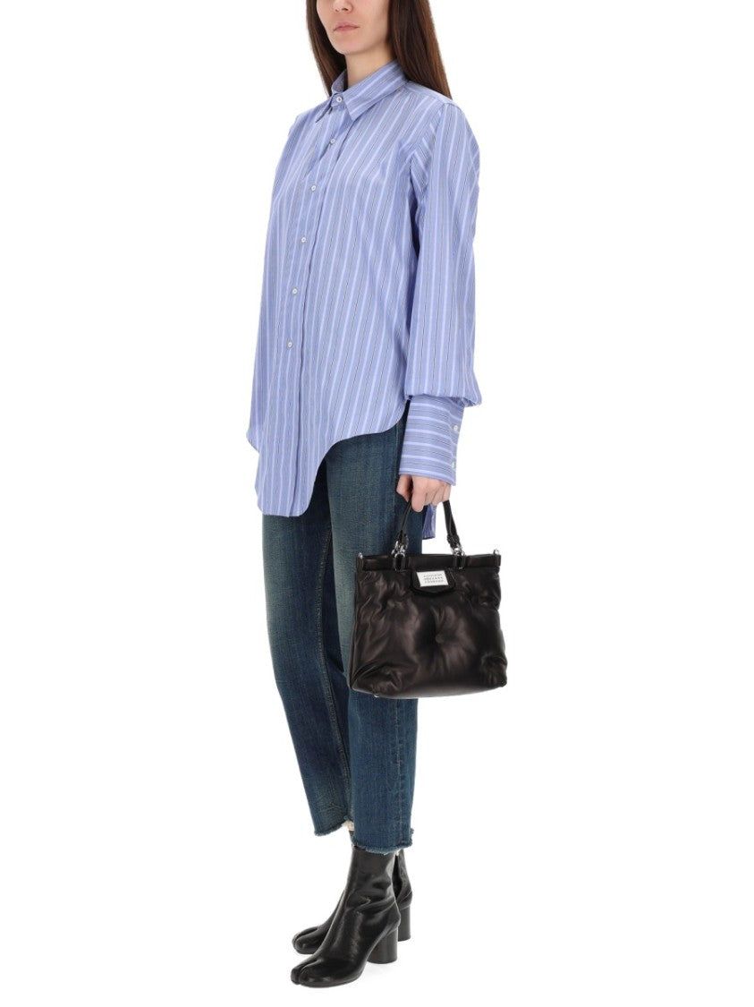 Maison Margiela Striped Cotton Pointed Collar Shirt
