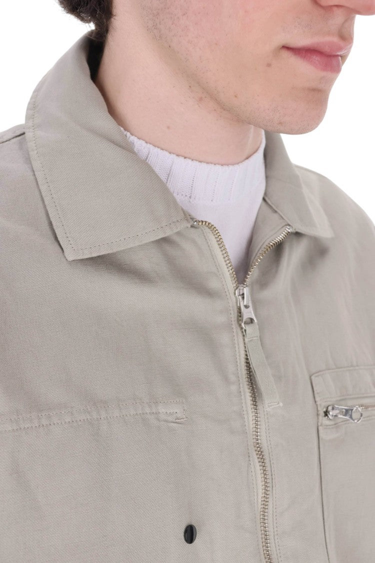 C.P. Company Grey Cotton-Linen Zip Overshirt Jacket