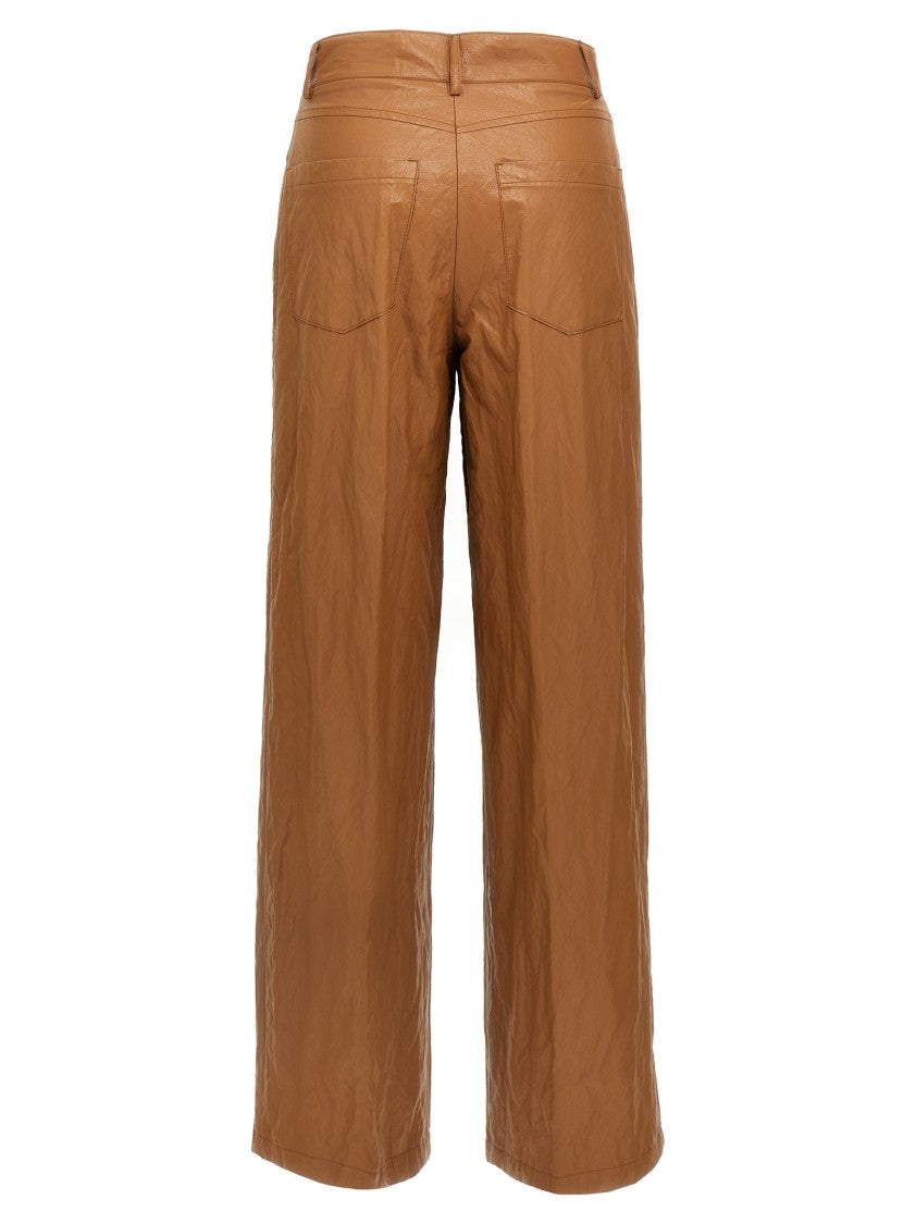 Nude Brown Leather-Effect Trousers