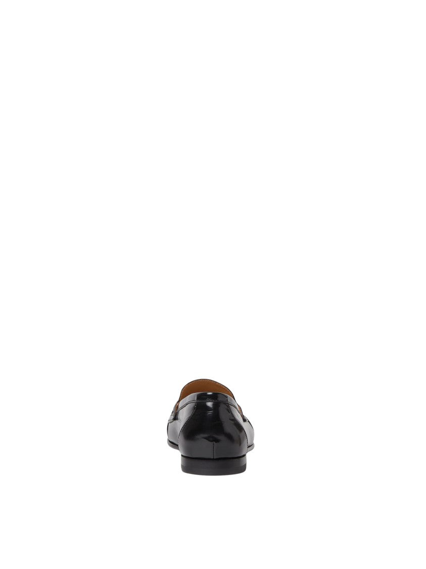 Fendi Gathered Polished Calf Leather Loafers