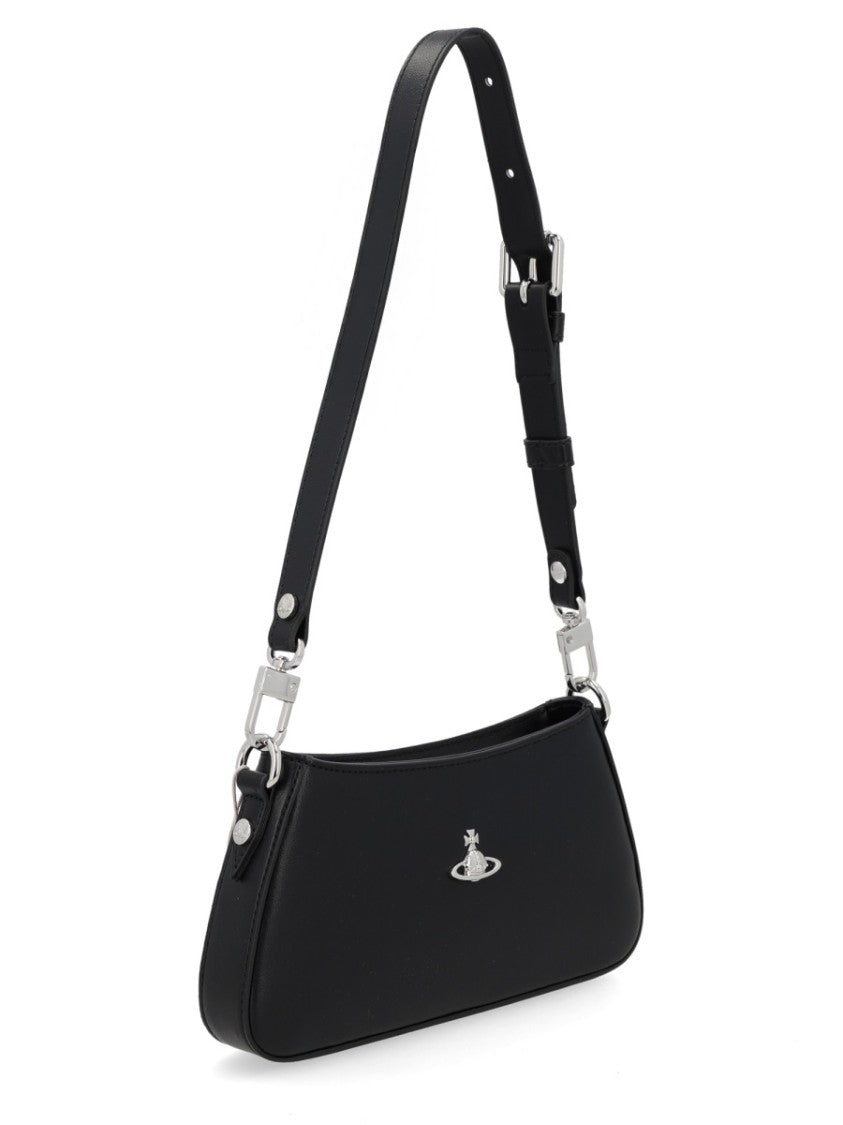 Vivienne Westwood Rectangular Shoulder Bag With Curved Silhouette And Metallic Emblem