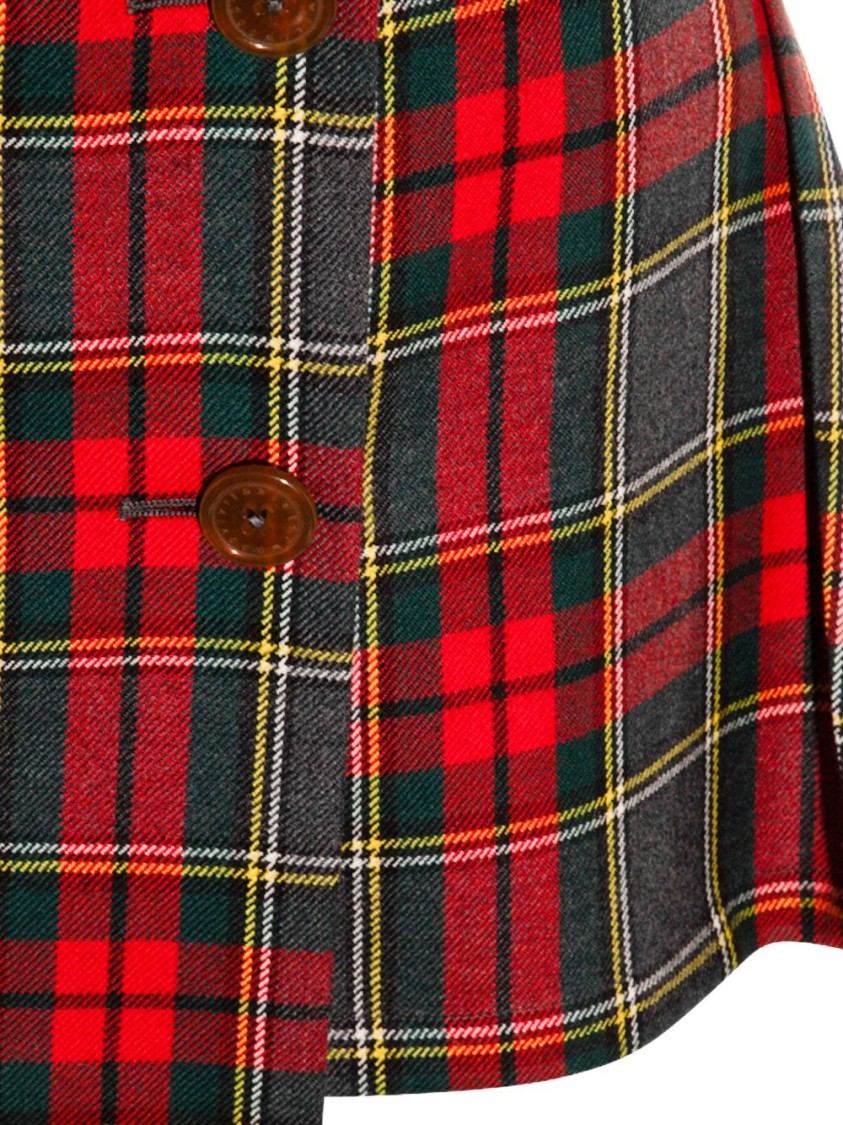 Vivienne Westwood Asymmetric Wrap Skirt With Check Pattern And Button Fastening