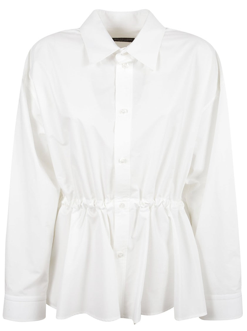 Balenciaga Hourglass Fit Cotton Poplin Shirt With Engraved Buttons