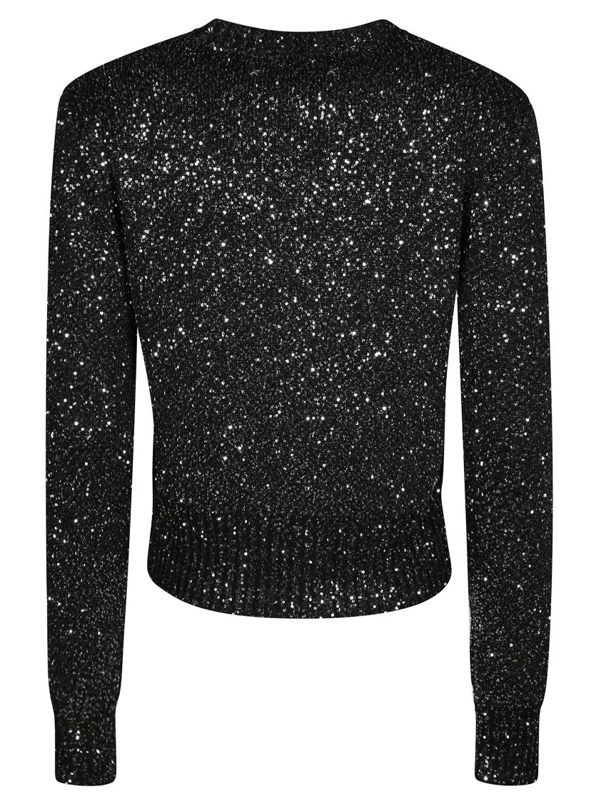 Golden Goose Cropped Knit Top With Sparkling Texture