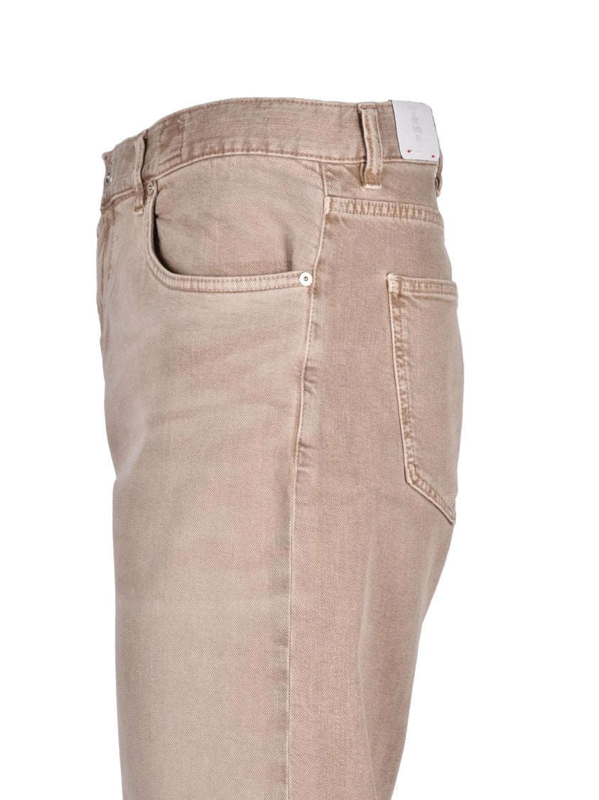 Eleventy Five Pocket Beige Straight-Leg Jeans With Subtle Fading Details