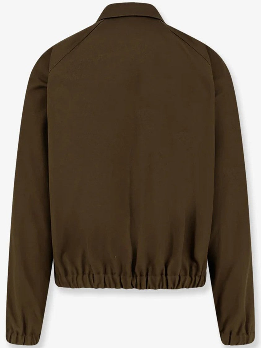 Valentino Brown Cropped Metallic-V Detail Casual Jacket