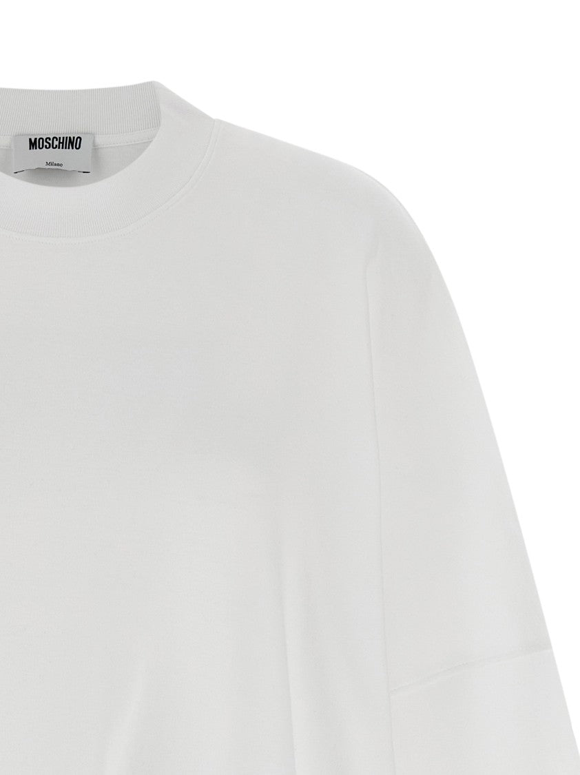 Moschino Heavy Cotton Mini T-Shirt Dress With Feather Hem Detail
