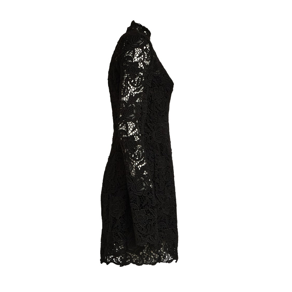 Sportmax Floral Macramé Midi Dress With High Collar And Tailored Fit