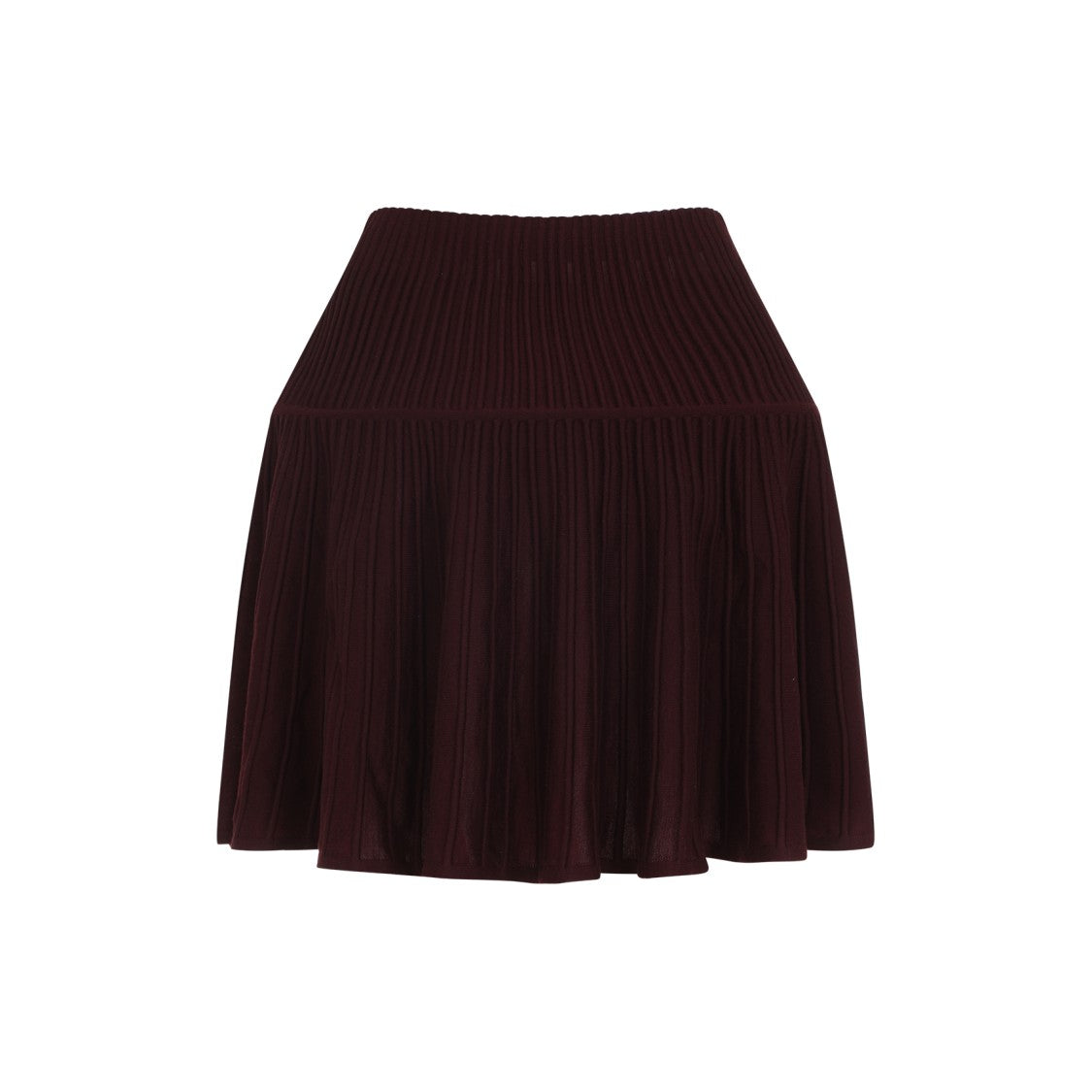 Alaïa Burgundy Wool Mini Skirt With Flounced Hem